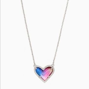 Kendra Scott Ari Heart Silver Pendant Necklace in Watercolor Illusion